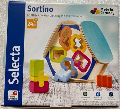 Selecta Kleinkindspiel Sortina Sortierbox Puzzlesteine Holzspielzeug Neu 62066