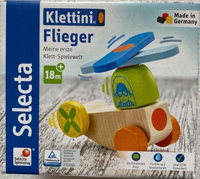 Selecta Klettini Holzspielzeug Flieger Klett Flugzeug Stapelspielzeug 62079 Neu