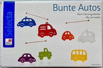 Selecta Babywelt Bunte Autos Trapez Mobile Greifspielzeug Holzspielzeug 60003