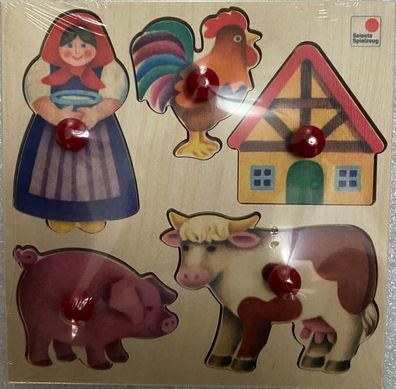 Selecta Spiel Holzpuzzle Bauernhof Legespiel Holzspielzeug Kleinkindspiel 62045