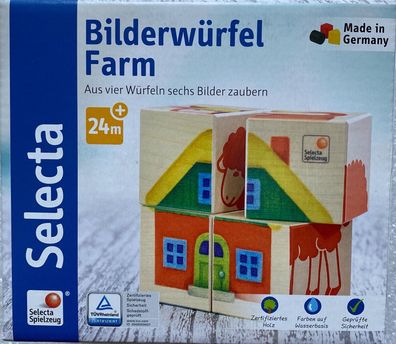 Selecta Spiele Puzzle Bilderwürfel Farm Holzspielzeug Kleinkindspiel 62052 Neu