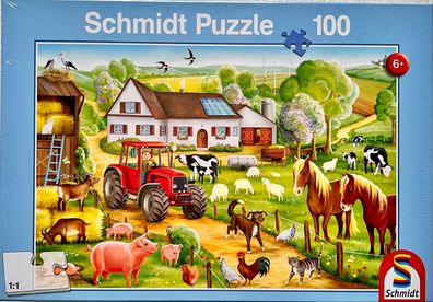 Fröhlicher Bauernhof Schmidt Spiele 100 Teile Legespiel Puzzle Geduldspiel 56003