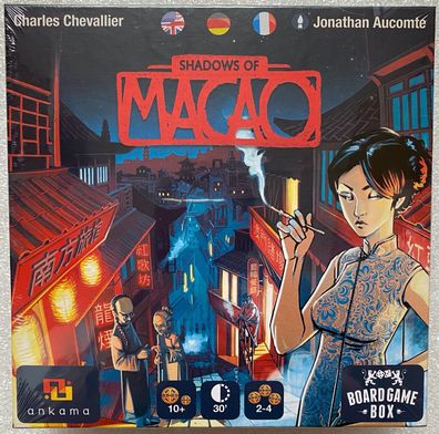 In den Schatten v. Macau Board Game Box Kartenspiel Familienspiel Strategiespiel