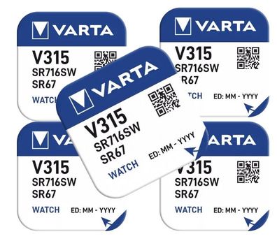 5 x VARTA V315 Knopfzelle 1,5 Volt V 315 Batterie SR 716 Uhrenbatterie