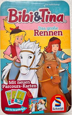 Bibi Tina Das große Rennen Metalldose Schmidt Spiele Legespiel Kinderspiel 51417