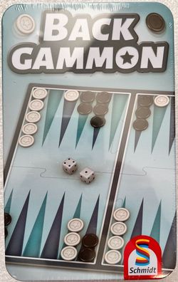 Backgammon Metalldose Schmidt Spiele Legespiel Logikspiel Reisespiel 51445 Neu