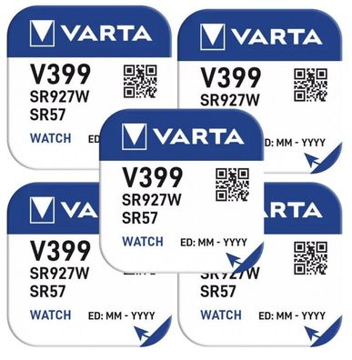 5 x VARTA V399 Knopfzelle 1,5 Volt V 399 Batterie SR 927 Uhrenbatterie AG 7 926