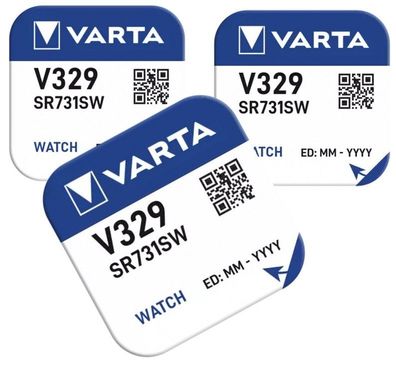 3 x VARTA V329 Knopfzelle 1,5 Volt V 329 Batterie SR 731 Uhrenbatterie