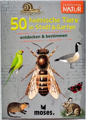 50 heimische Tiere Stadt & Garten Expedition Natur Moses Lernspiel Karten 9778