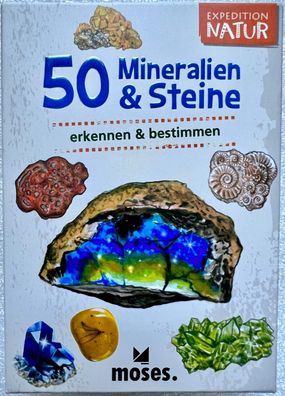 50 Mineralien & Steine Expedition Natur Moses Lernspiel Kartenspiel Quiz 9824