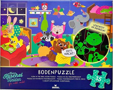 Kleine Kuschelhelden Bodenpuzzle Gute Nacht Moses Verlag Glow in the Dark 38178