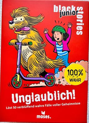 black stories Junior Unglaublich! Moses Kinderspiel Kartenspiel Ratespiel Rätsel