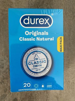 Durex Originals Classic Natural Kondome Maxipack Naturlatex Präserative 20 Stück