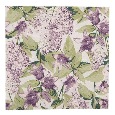 Clayre & Eef Servietten Papier 20er Set 33x33 cm Weiß Violett Blumen