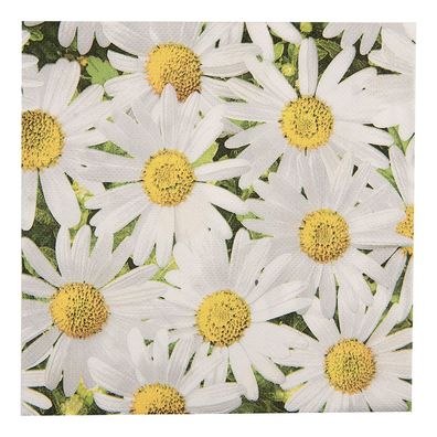 Clayre & Eef Servietten Papier 20er Set 33x33 cm Weiß Gelb Blumen (Gr. 33x33 cm (20))