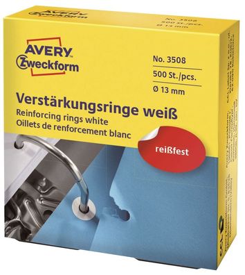 Avery Zweckform® 3508 3508 Verstärkungsringe, Ø 13 mm, 500 Stück/500 Etiketten, weiß