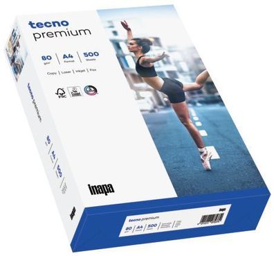 inapa 2100011497 Kopierpapier tecno® premium - A4, 80 g/qm, weiß, 500 Blatt