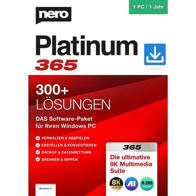 Nero Platinum 365|1 PC/ WIN|1 Jahr|Code per E-Mail|Download|ESD