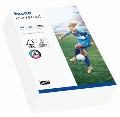 inapa 2100011541 Kopierpapier tecno® universal - A5, 80 g/qm, weiß, 500 Blatt