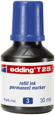 Edding 4-T25003 T 25 Nachfülltinte - für Permanentmarker, 30 ml, blau