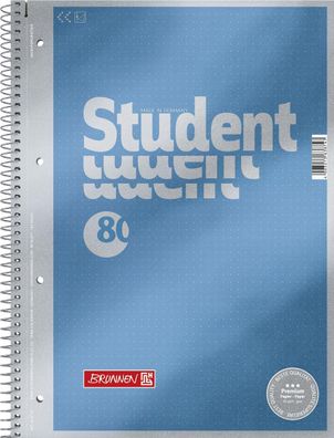 Brunnen 1067147 Collegeblock Premium Student "Dotted" A4 dotted Deckblatt: cyan-me