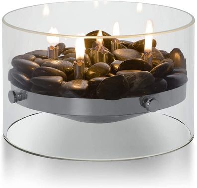 Philippi Fire Tischkamin Glas, Stahl, Edelstahl, Flusssteine 123118