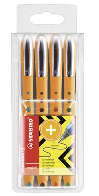 STABILO® 2018/4 Tintenroller - worker+ - medium - 4er Pack - grün, rot, blau, schwarz