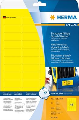 Herma 8030 8030 Signal-Etiketten strapazierfähig A4 45,7x21,2 mm gelb stark haften