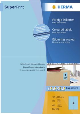 HERMA Universal-Etiketten Special, 105 x 148 mm, blau