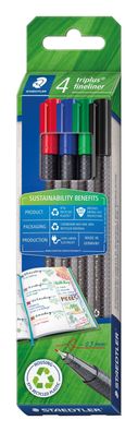 Staedtler® 334 RC4 Feinschreiber triplus® - 0,3 mm, 4 Farben