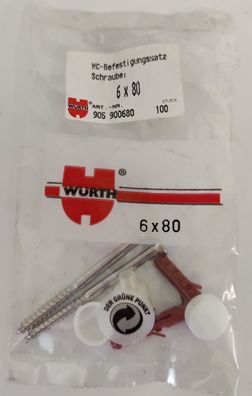 Würth WC-Befestigungssatz 6 x 80 mm Abdeckungen weiß 905900680