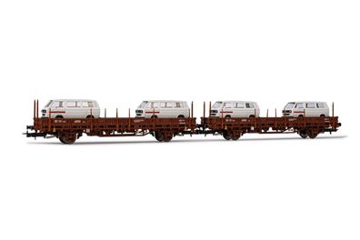 Rivarossi H0 HR6458 DB, Set 2xFlachwagen Kls mit je 2x T2 DB Ep. IV- OVP NEU