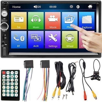 USB und Bluetooth Autoradio 1080P mit 7 Zoll Touchscreen TF FM AUX Doppel DIN Retoo