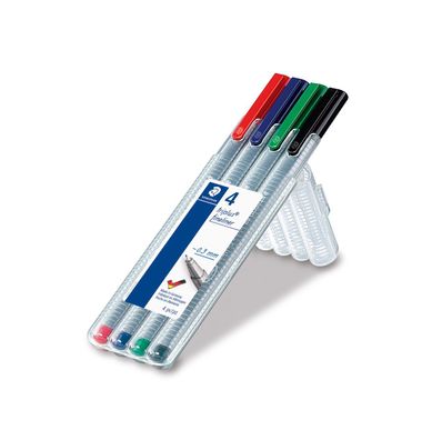Staedtler® 334 SB4 Feinschreiber triplus® - 0,3 mm, Aufstellbox, 4 Farben