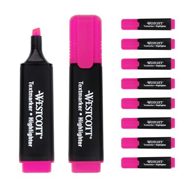 Textmarker Highlighter leuchtend Pink 10 Stück Tinte auf Wasserbasis Keilspitze