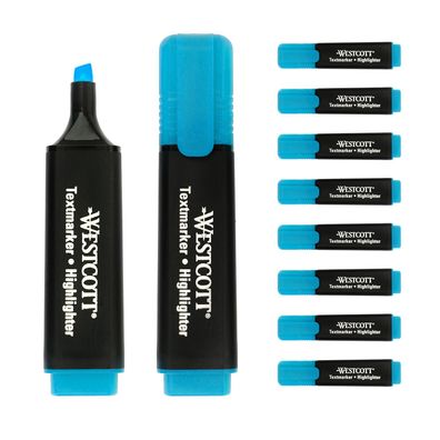 Textmarker Highlighter leuchtend Blau 10 Stück Tinte auf Wasserbasis Keilspitze