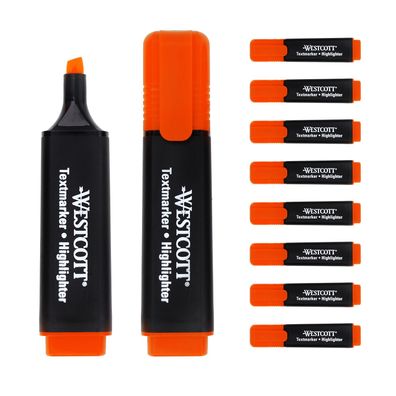 Textmarker Highlighter leuchtend Orange 10 Stück Tinte auf Wasserbasis Keilspitze