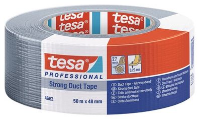 Gewebeband Allzweck duct tape 4662 mattsilber L.50m B.48mm Rl. TESA