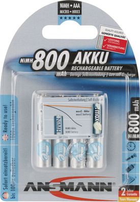 Akkuzelle maxE 1,2 V 800 mAh R03-AAA-Micro HR03 4 4St./Blister Ansmann