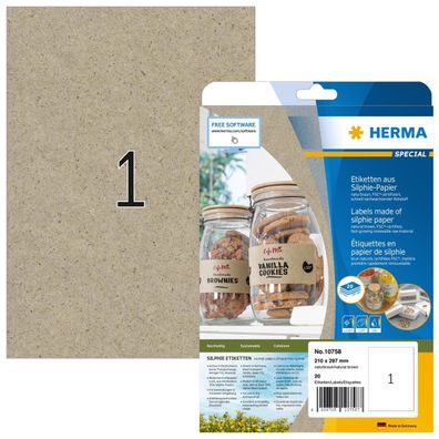 HERMA 10758 20 HERMA Etiketten braun 210,0 x 297,0 mm