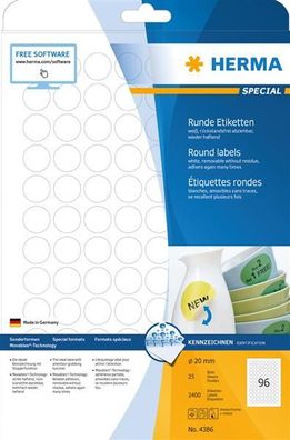 Herma 4386 Movables Etiketten rund 20 25 Blatt DIN A4 2400 Stück