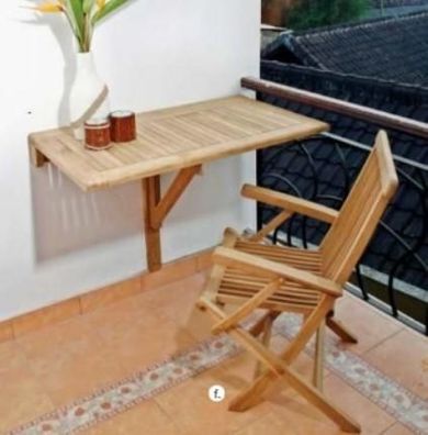 Teak Wandklapptisch Sondrio eckig - 80 cm x 50 cm