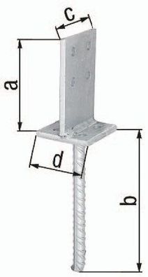 T-Pfostenträger 130x200x80x80mm STA roh TZN GAH