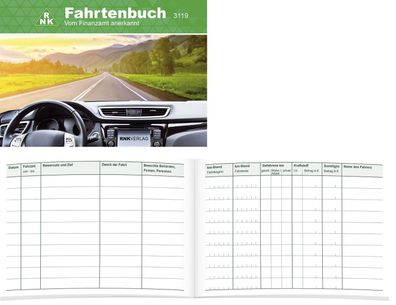 RNK Verlag 3119 Fahrtenbuch für Pkw - 64 Seiten, A6 quer