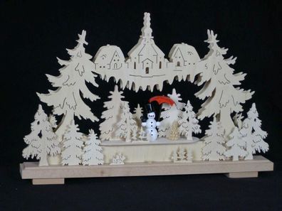 Schwibbogen mit Schneemann und Beleuchtung BxHxT 50x32x7cm NEU Lichterbogen Fenst