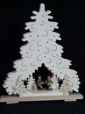 Schwibbogen mit Tanne mit Striezelkinder und Beleuchtung BxHxT 44x51x7cm NEU
