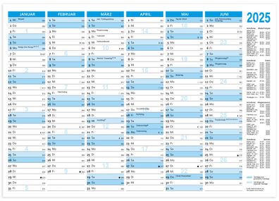 RNK 2911/25 Tafelkalender quer - A5, 2x 6 Monate, 210 x 148 mm