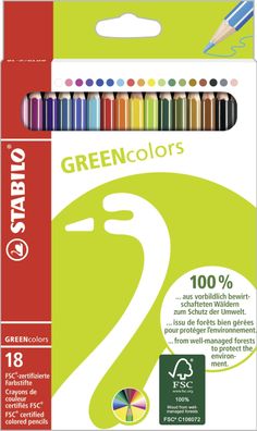 Stabilo® 6019/2-181 Buntstift GREENcolors, Kartonetui mit 18 Stiften