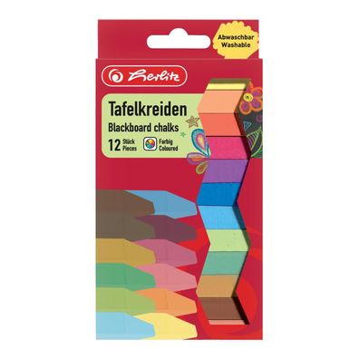 herlitz Wandtafelkreide, farbig sortiert, 12er Karton-Etui