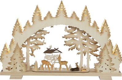 Schwibbogen Futterkrippe mit Rehen LED natur BxHxT 52x34x5cm NEU Lichterbogen